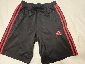Adidas Designed 2 Move 3-Stripes Primeblue Youth Short Sz S Red Black Zip Pocket - Picture 1 of 8
