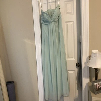 Mint Sequined Strapless David’s Bridal Dress. Perfect For A Spring Wedding - Image 1 of 4