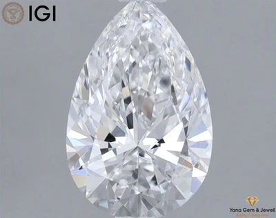 CVD Lab Grown Diamond 1.00 Carat IGI Certificate D Color VS1 Clarity PEAR Shape - Image 1 of 4