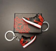 Jordan 1 Red Black Banned Keychain set with box Keyring  xmas gift