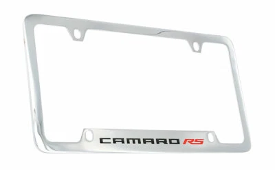 Chevrolet Camaro RS wordmark chrome plated metal license plate frame holder - Image 1 of 4