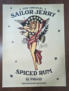 "Póster publicitario Sailor Jerry 2010 ron especiado chica bandera 24"" X 18" - Imagen 1 de 3