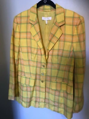 Escada желтый/оранжевый клетчатый хлопковый блейзер с подкладкой - размер 40 - Изображение 1 из 4
