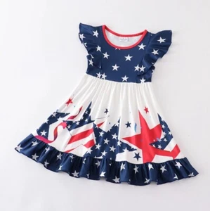 NEW 4th of July Girls Boutique Sleeveless Patriotic Star Dress - Picture 1 of 12