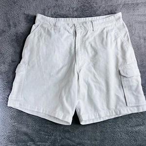Hard Yakka Cargo Shorts Mens 92R Work Pants Mid-Rise Zip-Fly Off White Pockets - Picture 1 of 16