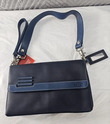 ESPRIT Vintage Años 80 90 Nuevo con Etiquetas Bandolera Cartera Bolso Azul E MUY BUEN ESTADO Foto 1 de 4