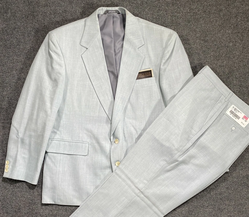 NUEVO CON ETIQUETAS ~ Traje Retro Vintage Poliéster/Rayón 44S Chaqueta 38x32 Pantalones 2-Btn/Solapa Ancha Foto 1 de 4