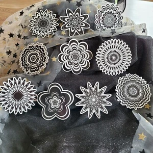 Black & White Flower Sticker Pack ~ TEN Stickers Bundle Premium Vinyl Waterproof - Picture 1 of 4