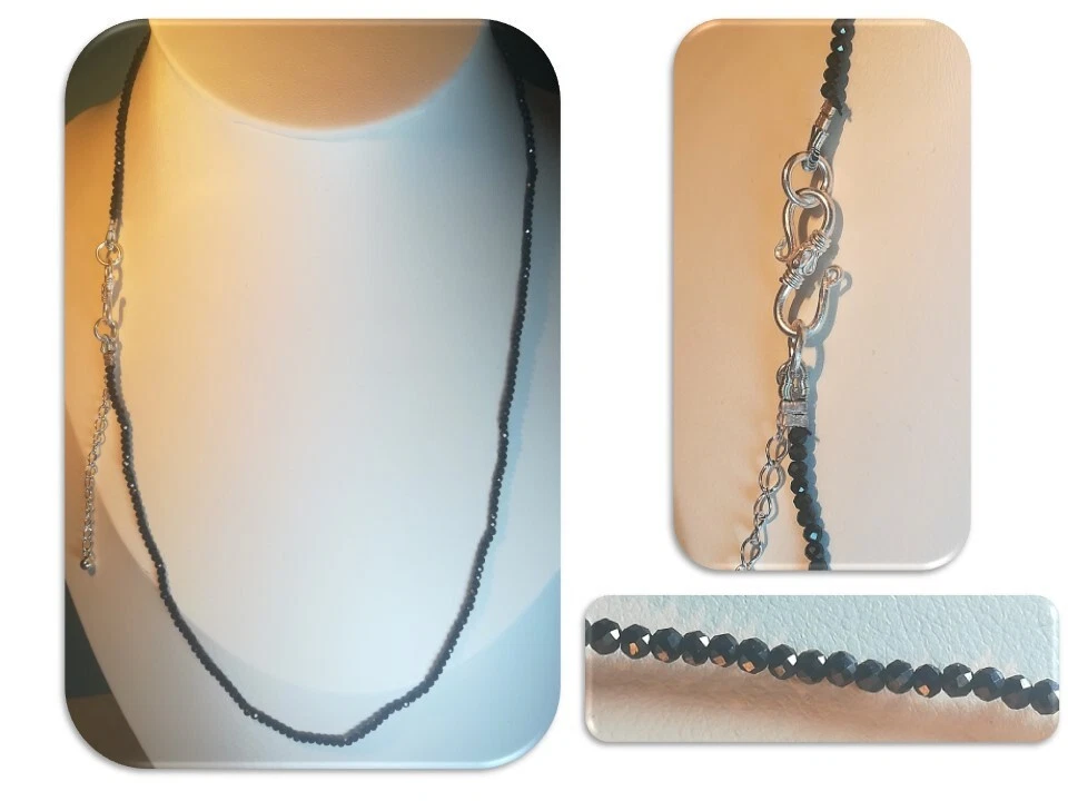 Collana girocollo spinello nero montata in argento - Immagine 1 di 1