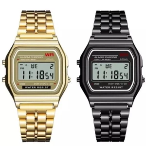 Mens Watches Casual Gold Stainless Steel Gents Digital Wrist Watch UK - Picture 1 of 5