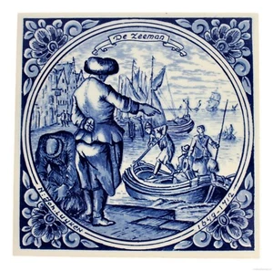 Azulejos de cerámica vintage azul delft reproducción rara mayólica Países Bajos Holanda - Imagen 1 de 1