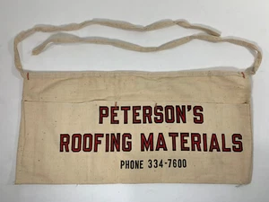 Vintage NOS Advertising Apron Pouch - Petersons Roofing Materials - Canvas HW - Picture 1 of 6