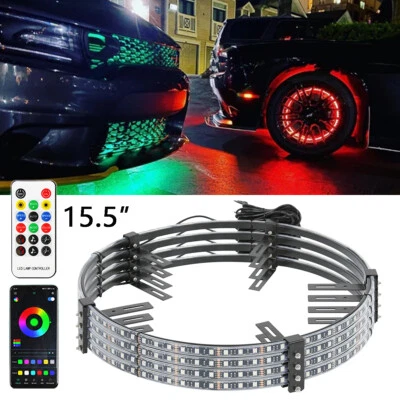15.5'' RGB Wheel Ring Neon Lights LED Remote + APP For Dodge Charger Challenger - Image 1 of 4