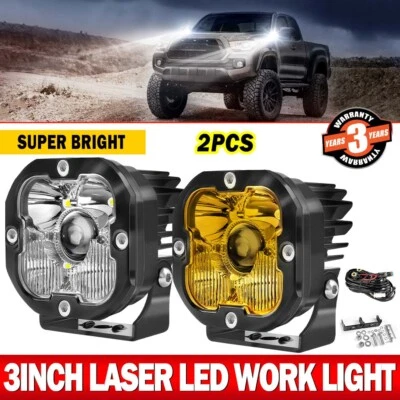 Pair 3Inch LED Cube Pods Work Lights Bar Spot Fog Lamps Driving Offroad Toyota - Image 1 of 4