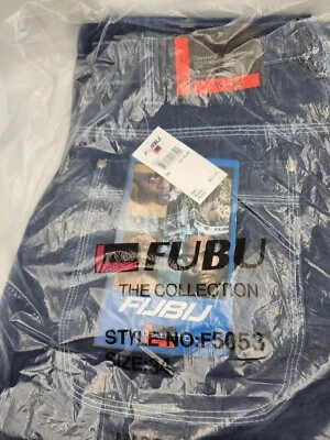 Jeans PICK WAIST FUBU The Collection 34L Y2K Azul Oscuro Carga Carpintero Sueltos Nuevos con Etiquetas Foto 1 de 4