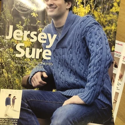 martin storey knitting pattern, Rowan, Shawl Collar Cable Jersey Sweater 38-50” - Image 1 of 4