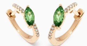 1.70ct Natural peridot round Diamond 14k solid rose gold Wedding Hoops earrings - Picture 1 of 3