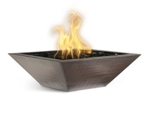 The Outdoor Plus 24" Maya Square Fire Bowl, Copper, NG, Low Volt Electronic Ign. - Picture 1 of 4