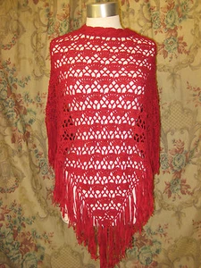 Vintage gehäkelter Poncho mit Bändchenfransen von Cejon Accessories - Bild 1 von 2
