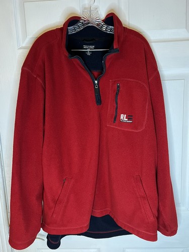 CANADA GOOSE Ralph Lauren RL Polo Jean Co. Red Fleece Men's Size XL Long Part Zip Shirt