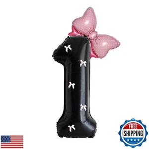 PLAP Birthday Number Balloon Bow Black Party Supplies 32 "Birthday Number Dec - Picture 1 of 3