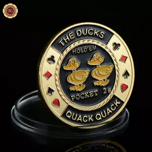 The Ducks Quack Quack Casino Poker Chip Gold Coin Card Guard Protector Luck Item - Picture 1 of 2