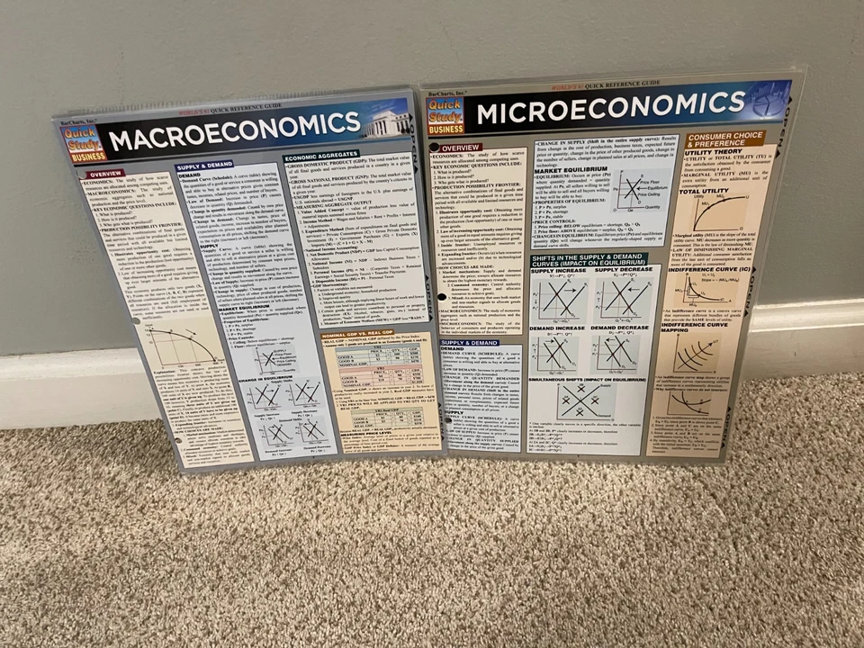 Lot of 2 -Quick Study Business Laminated Guides: Microeconomics & Macroeconomics - Image 1 of 2