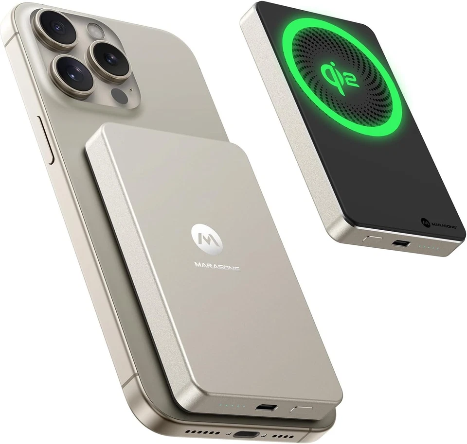 MagSafe Battery Pack Qi2 Certified 8000mAh –Fast Charging Wireless ~ Desert Gold - Image 1 of 4