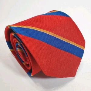 Ferrell Reed Red Stripe Men's Designer Silk Necktie Repp Fabric Rounded - Picture 1 of 5
