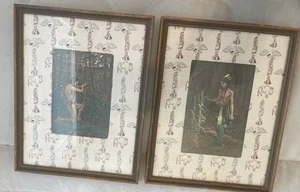Antique Remington Hand Colored Lithographs Native American Scenes 11x9~ Framed - Picture 1 of 15
