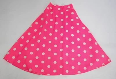 Girls 50’s Bright Pink White Spotted Dotted Skirt Fancy Dress Costume Age 3-4 - Image 1 of 2