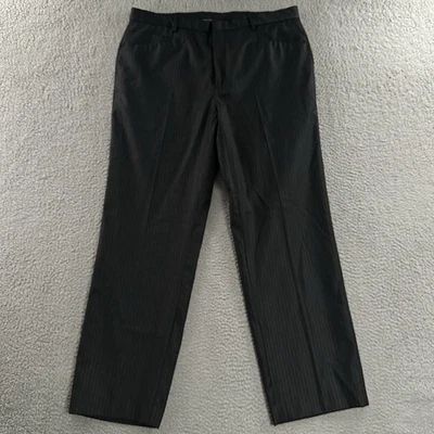 Pantalones de hombre Calvin Klein negros talla 36x30 a rayas rectos 100 % lana Foto 1 de 4