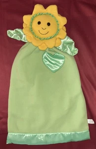 Dakin Florrie Green & Yellow Sunflower Plush Lovey Security Blanket Satin Trim - Picture 1 of 19