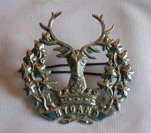 NICE VINTAGE SCOTTISH BYDAND ELK PIN BROOCH HAT BADGE-SCOTLAND (2-5/8" X 2-5/8") - Foto 1 di 6