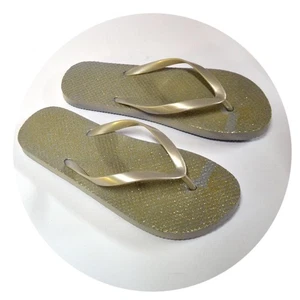 B-Ware Damen Badelatschen Gr.38-39 Zehentreter Sandalen Badeschuh silber Glitzer - Bild 1 von 2