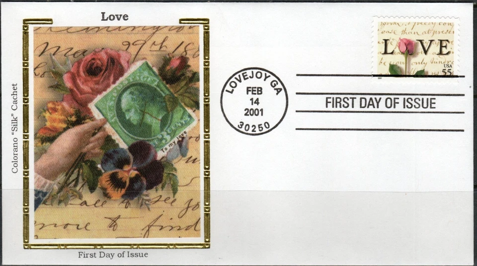 US Scott #3499  Colorano "Silk" Cachet, "Love", FDC - Image 1 of 1
