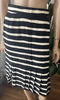 Louis Feraud винтажный шелк в полоску плиссированные юбки размер 6 сделано в Германии - Изображение 1 из 4