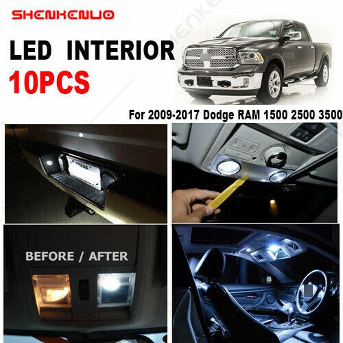 10pc White LED Interior Light Package Kit For 2009-2017 Dodge RAM 1500 2500 3500 Foto 1 de 4