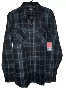 Burnside Long Sleeve Button Up Flannel Black Blue Men’s Size XL NWT - Picture 1 of 2