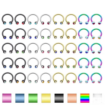 10-20Pcs 16G Horseshoe Rings Surgical Steel Nose Septum Lip Helix Rings Piercing - Image 1 of 4