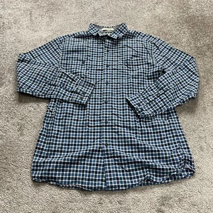 L.L. Bean Shirt Mens Large Blue Slightly Fitted Button Up Plaid Long Sleeve Top - Picture 1 of 8