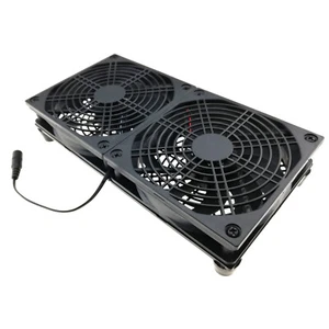 DC 12V Cooler Stand Dual 120mm Fan 1800RPM Router Modem PC Desktop Air Cooling - Afbeelding 1 van 10
