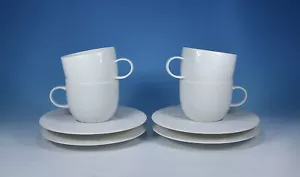 Rosenthal "Zauberflöte weiß" 4 Kaffeetassen & Untertassen 1.Wahl (wie neu) - Bild 1 von 2