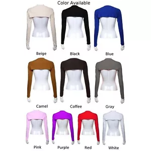 Damen Langarm Shrug Bolero Cropped Strick Stretch Cardigan Kurz Oberteil Pullover - Bild 1 von 9