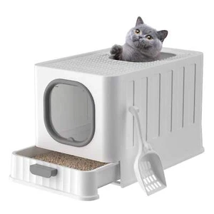 Fully Enclosed Cat Toilet With Litter Scoop Large Enclosed Cat Litter Box - Picture 1 of 50