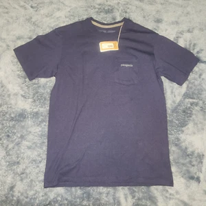 Patagonia Shirt Men's XS Blue Responsibili-Tee Crew Neck Pocket Big Logo NEW TAG - Picture 1 of 3