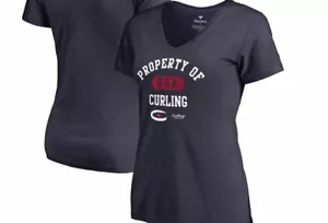 USA Curling Fanatics Branded Women's Property Of Plus Size V-Neck T-Shirt - Navy - Picture 1 of 5