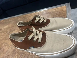 Polo Ralph Lauren Morray II Brown Beige Sneaker Shoes Men's, Size 11D, 13297 J15 - Picture 1 of 13