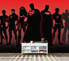 Justice League Wall Mural Art Quality Pastable Wallpaper DC Batman Superman Red