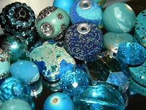 New 20/pc Jesse James MIXED BLUE'S lot loose 10mm-22mm Beads RANDOM Picked lot - Picture 1 of 12